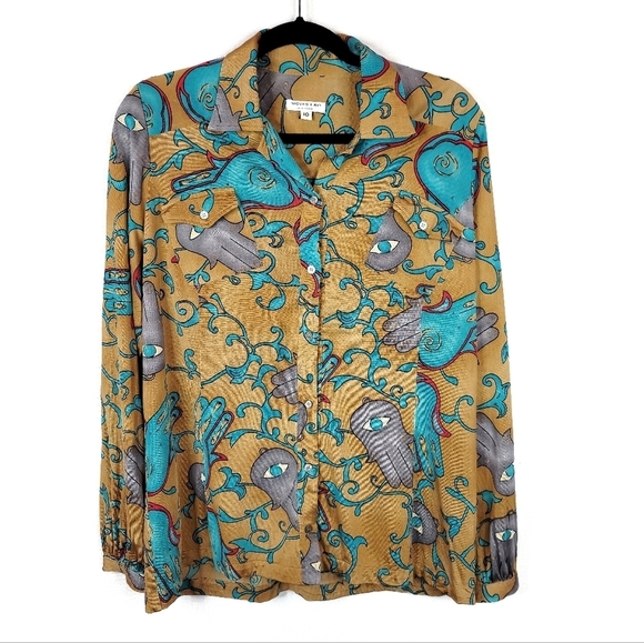 Nieves Lavi Silk Hamsa Blouse - Picture 2 of 10